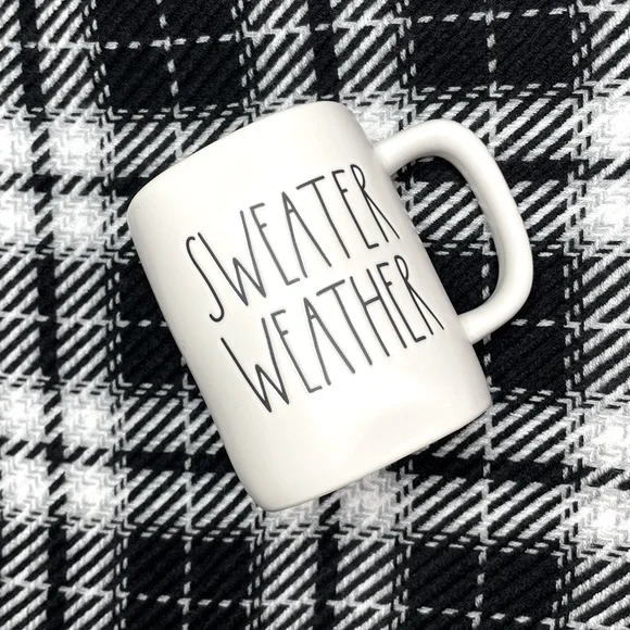 *NEW* Rae Dunn "SWEATER WEATHER" Mug, Burgundy Interior *Never Used* - Picture 1 of 8